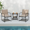 Outdoor Dining Chairs Set of 2 Patio Furniture Chair with Breathable Seat and Backrest-Brown