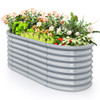 5 x 3 x 2 Feet Metal Oval Raised Garden Bed with Open Bottom Design-Silver