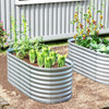5 x 3 x 2 Feet Metal Oval Raised Garden Bed with Open Bottom Design-Silver