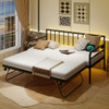 Adjustable Metal Twin Size Daybed with Charging Station and LED Light-Black