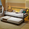 Adjustable Metal Twin Size Daybed with Charging Station and LED Light-Black