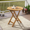 Patio Teak Wood Dining Table with Slatted Tabletop and Sturdy X-Shaped Frame
