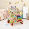 Wooden Push and Pull Baby Walker with Handle and Storage-Natural
