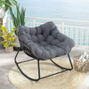 Outdoor Rocking Chair Oversized Patio PE Wicker Egg Chair with Cushion-Black