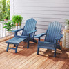 All-Weather HIPS Patio Adirondack Lounge Chair with Retractable Footrest-Navy