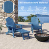 All-Weather HIPS Patio Adirondack Lounge Chair with Retractable Footrest-Navy