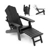 All-Weather HIPS Patio Adirondack Lounge Chair with Retractable Footrest-Navy