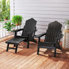 All-Weather HIPS Patio Adirondack Lounge Chair with Retractable Footrest-Navy