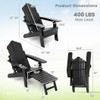 All-Weather HIPS Patio Adirondack Lounge Chair with Retractable Footrest-Navy