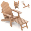 All-Weather HIPS Patio Adirondack Lounge Chair with Retractable Footrest-Navy