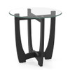 23.5 Inch Round End Side Table with Tempered Glass Tabletop-Black