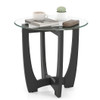 23.5 Inch Round End Side Table with Tempered Glass Tabletop-Black