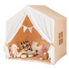 Kid's Play Tent with Washable Cotton Mat and Flag Banner-Pink