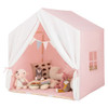 Kid's Play Tent with Washable Cotton Mat and Flag Banner-Pink