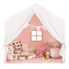 Kid's Play Tent with Washable Cotton Mat and Flag Banner-Pink