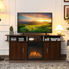 63 Inch TV Entertainment Console Center with 2 Cabinets-Walnut