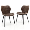 Dining Chairs Set of 2 with Padded Back  Metal Legs and Adjustable Foot Pads-Brown