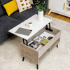31.5 Inch Lift-Top Coffee Table with Hidden Storage and 2 Open Shelves-Natural