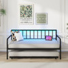 Twin Daybed with Charging Station and LED Lights-Black