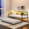 Twin Daybed with Charging Station and LED Lights-Black