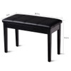 Solid Wood PU Leather Piano Double Duet Keyboard Bench-Brown