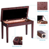 Solid Wood PU Leather Piano Double Duet Keyboard Bench-Brown