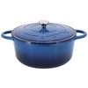 MegaChef 6.35 Quart Round Enameled Cast Iron Dutch Oven with Self Basting Lid in Dark Blue