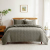 Full/Queen 3 Piece Cotton Faded Stone Washed Lightweight Quilt Set Green