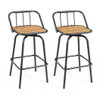 360?° Swivel Bar Stool Set of 2 with Footrest and Backrest-Balck & Natural