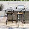 360?° Swivel Bar Stool Set of 2 with Footrest and Backrest-Balck & Natural