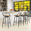 360?° Swivel Bar Stool Set of 2 with Footrest and Backrest-Balck & Natural