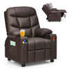 Kids Recliner Chair with Cup Holder and Footrest for Children-Blue