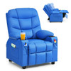 Kids Recliner Chair with Cup Holder and Footrest for Children-Blue