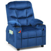 Kids Recliner Chair with Cup Holder and Footrest for Children-Blue