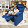 Kids Recliner Chair with Cup Holder and Footrest for Children-Blue