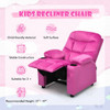 Kids Recliner Chair with Cup Holder and Footrest for Children-Blue