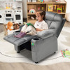 Kids Recliner Chair with Cup Holder and Footrest for Children-Blue