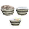 Natural Canes Grass Baskets Stackable Storage Bins Set of 3 with Hollowed Handles
