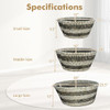 Natural Canes Grass Baskets Stackable Storage Bins Set of 3 with Hollowed Handles