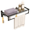 Wall Mounted Towel Shelf with Adjustable Towel Bar and Movable Hooks No Assembly Required