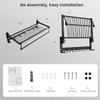 Wall Mounted Towel Shelf with Adjustable Towel Bar and Movable Hooks No Assembly Required