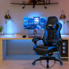 Adjustable Gaming Chair with Footrest for Home Office-Blue