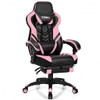 Adjustable Gaming Chair with Footrest for Home Office-Blue
