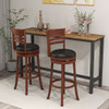 Set of 2 360 Bar Stools with PU Upholstered Seats-Brown
