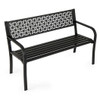 50 Inch Garden Bench with Patterned Backrest and Curved Armrests for 2-3 Person-Black