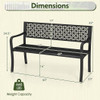 50 Inch Garden Bench with Patterned Backrest and Curved Armrests for 2-3 Person-Black