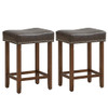 24 Inch Upholstered PU Leather Bar Stools Set of 2-Brown