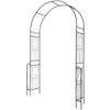 7.9 Feet Metal Garden Arch Backdrop Stand with Fence for Climbing Plants-Black