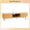 63 Inches Mid Century Modern Bamboo TV Stand with Sliding Doors-Natural