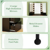 Corner Vanity Desk with 3-Color LED Lighted Mirror and Power Outlet-Black